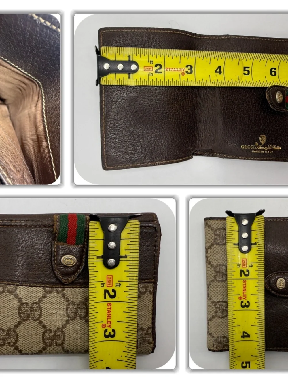 REGAL GUCCI GG MONOGRAM ANNIVERSARY COLLECTION GREEN & RED WEB STRIPE WALLET! - Picture 7 of 17